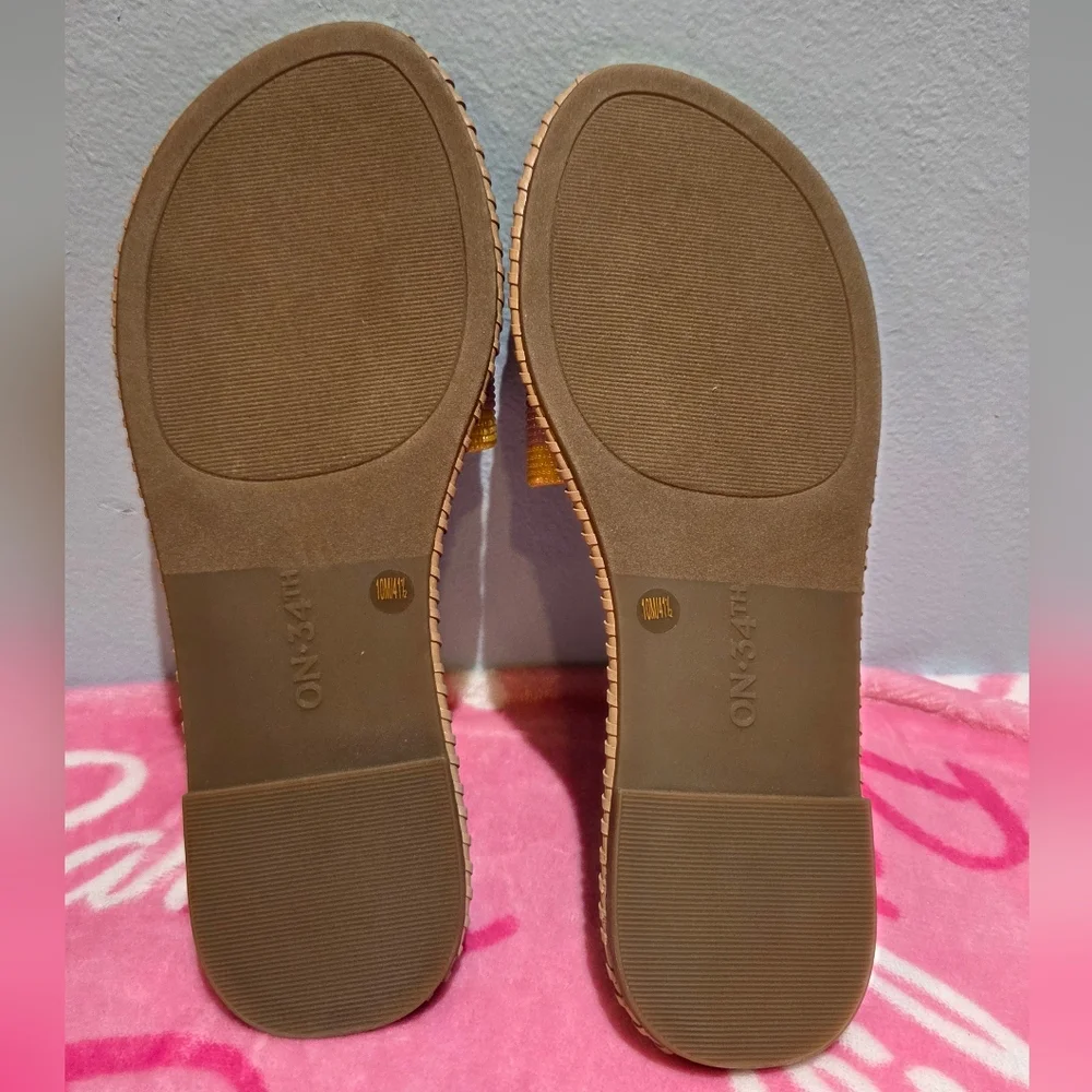 On 34th Women's Mavise Beaded Flat Beaded Striped Slide Sandals, Size 10M - Picture 4 of 4